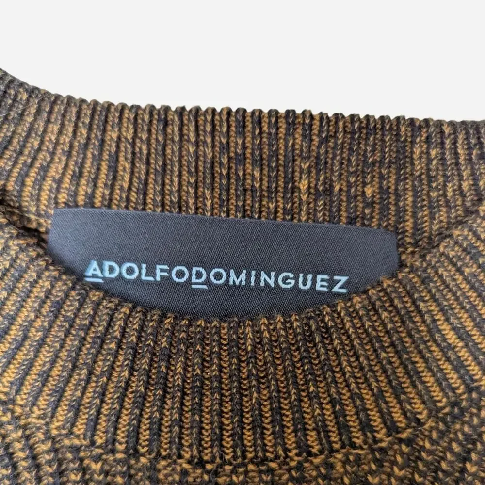 Adolfo Domínguez Brown & Black Ribbed Mens Sweater Sz M